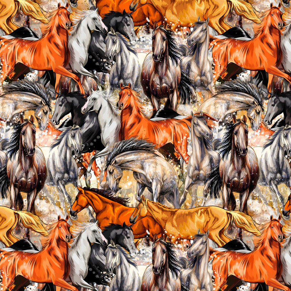 (Craft Fabric) Galloping Horses