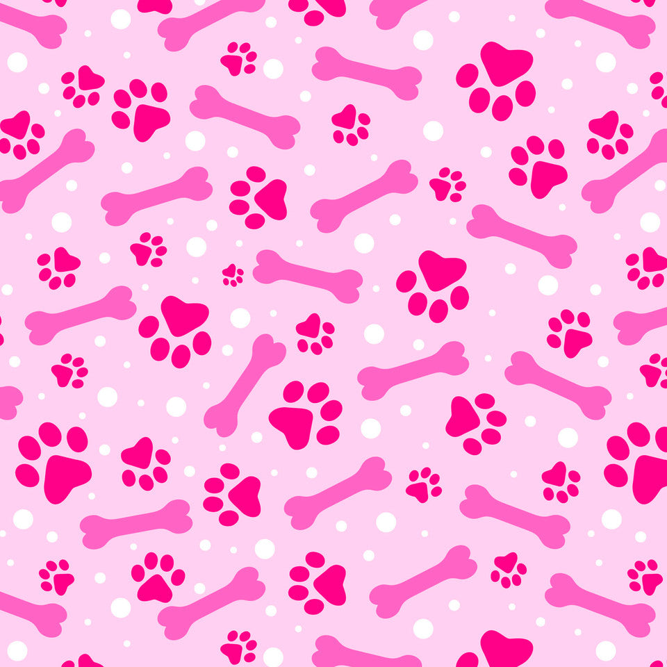 (Craft Fabric) Paws And Bones Pink