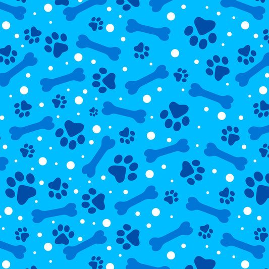 (Craft Fabric) Paws And Bones Blue