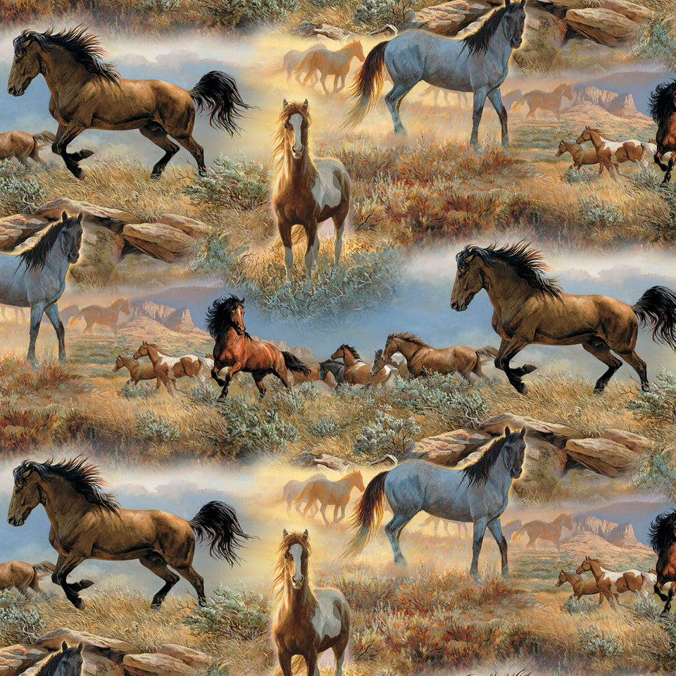 (Craft Fabric) Horse In The Prairie