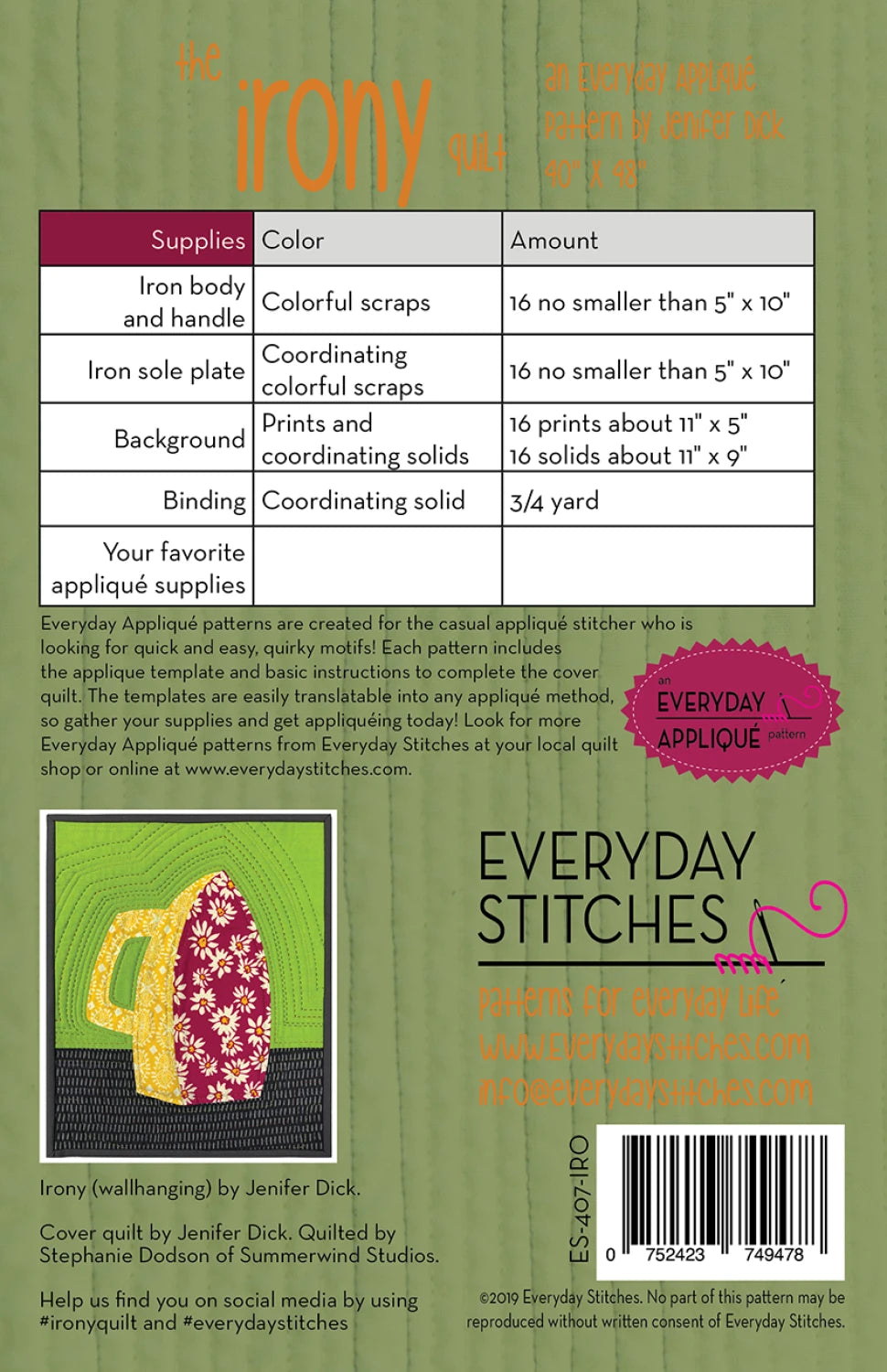 Irony Quilt Pattern