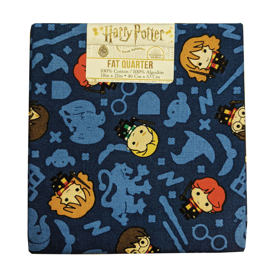 (Craft Fabric Precut) Harry Potter Characters Blue Fat Quarter
