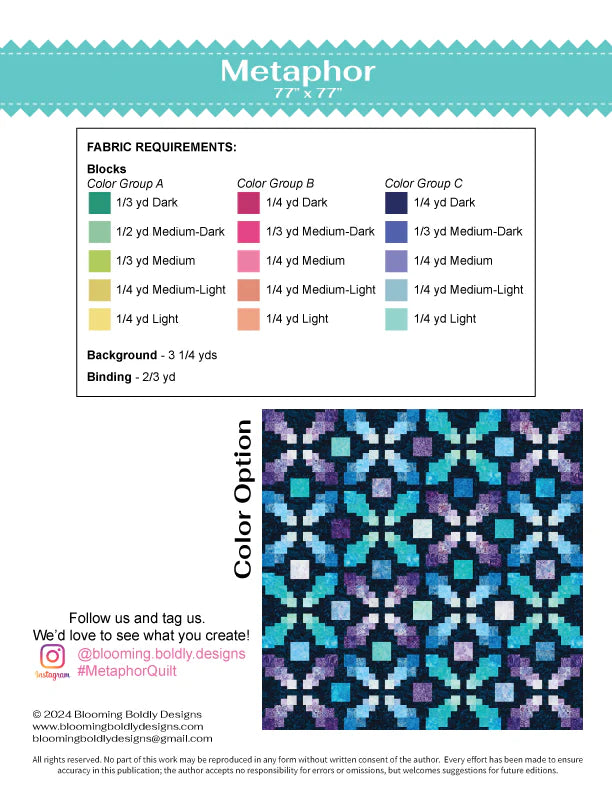 Blooming Boldly Designs Metaphor Quilt Pattern