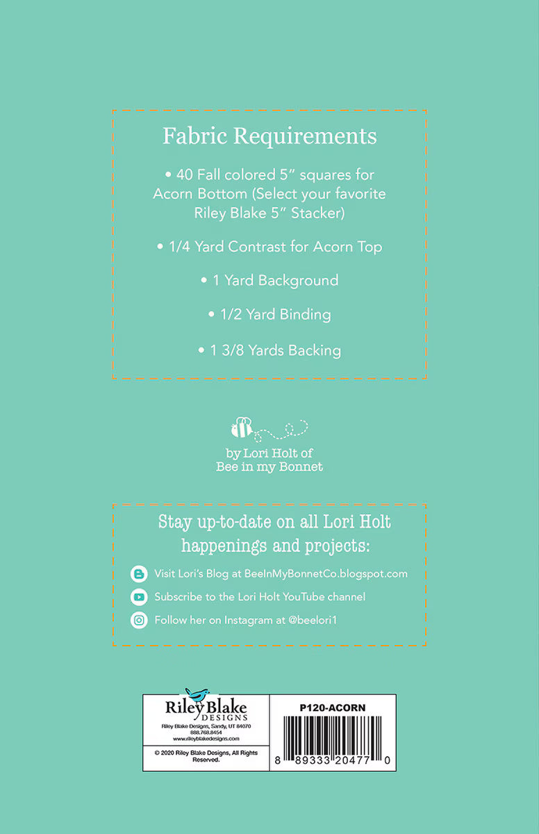 Bee in my Bonnet Acorn Love Table Runner Pattern