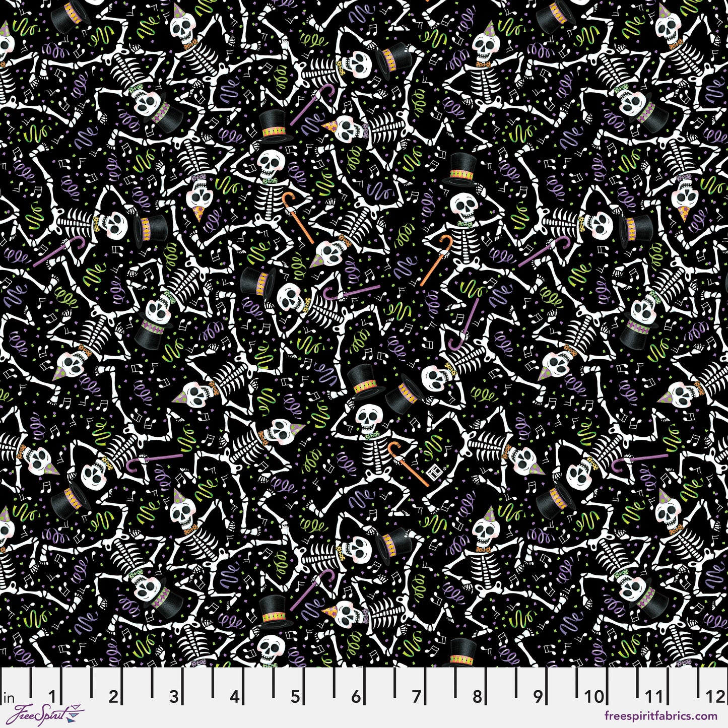 Spooky Cute Halloween - Dancing Skeletons - Black