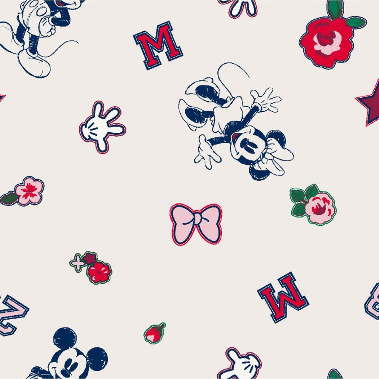 (Craft Fabric) Mickey & Minnie Mouse