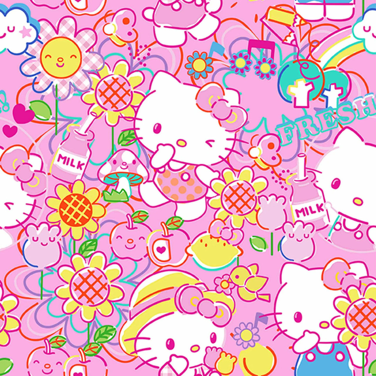 (Craft Fabric) Hello Kitty Garden Doodle