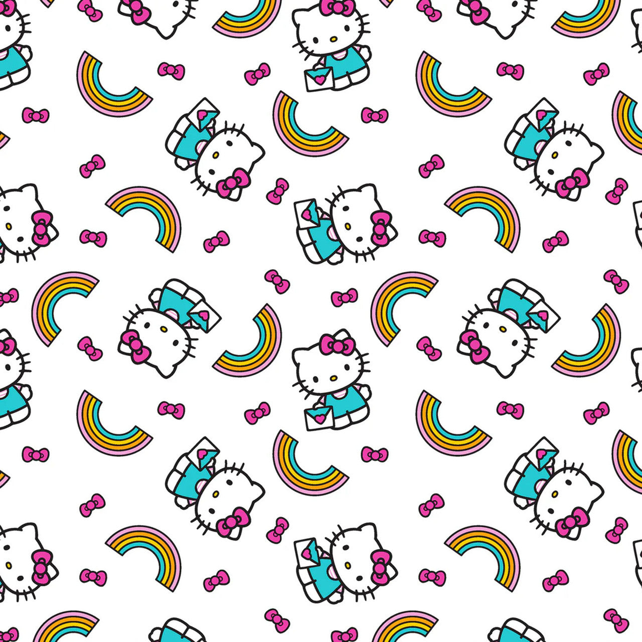 (Craft Fabric) Hello Kitty Rainbow Toss