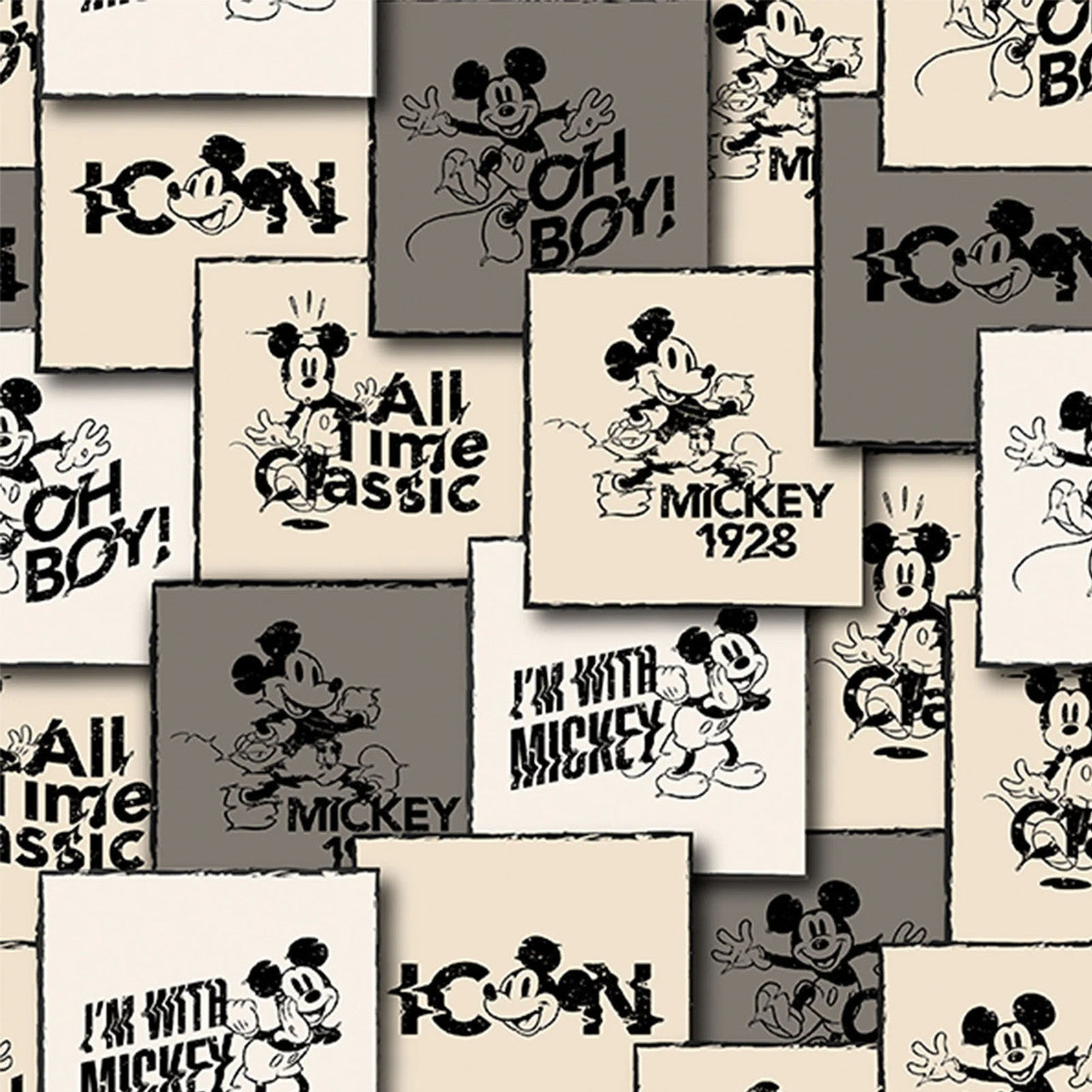 (Craft Fabric) Mickey Mouse Vintage Mosaic