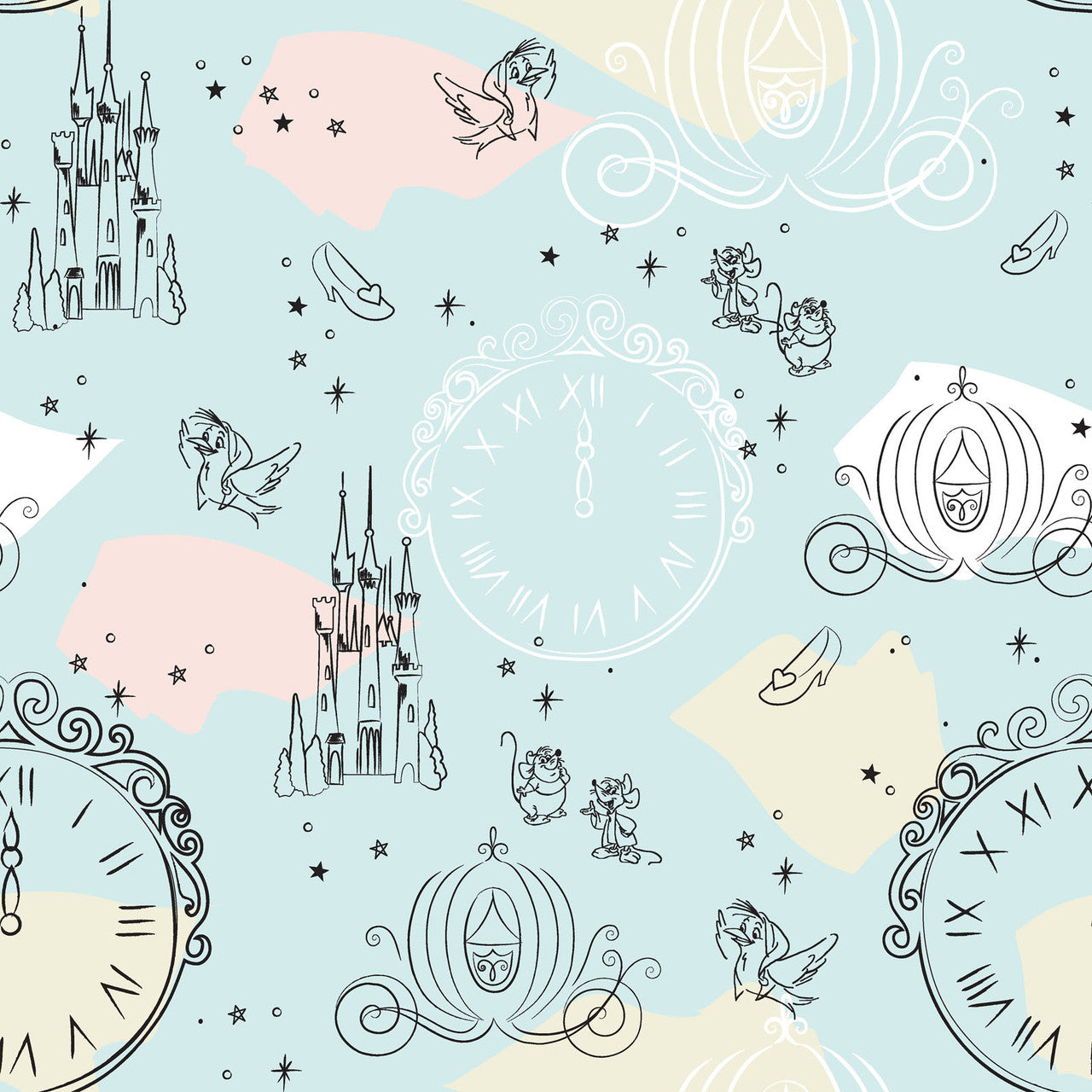 (Craft Fabric) Outline Cinderella