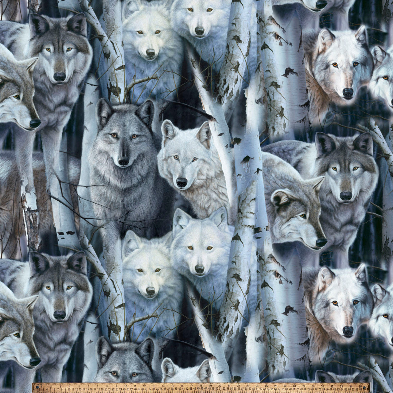(Craft Fabric Precut) Heavenly Plush Camo Wolf 1.5 Yard Fleece