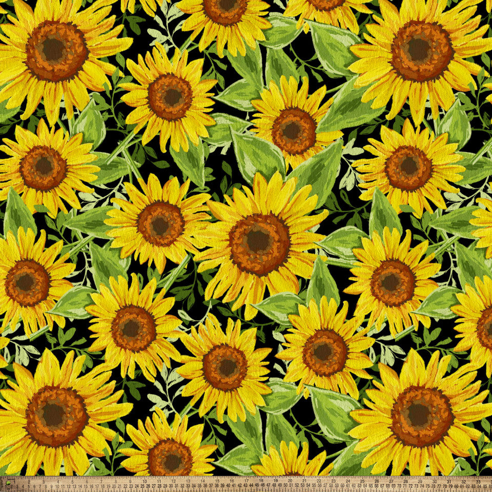(Craft Fabric Precut) Double-Brushed Sunflower Bouquet 1.5 Yard Fleece