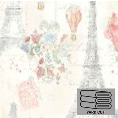 (Craft Fabric Precut) Lighthearted Paris 1 Yard