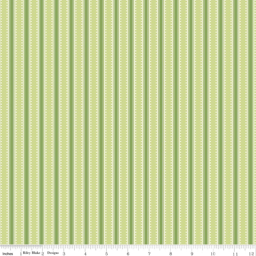 Hydrangeas in the Garden Stripes Green Pearl