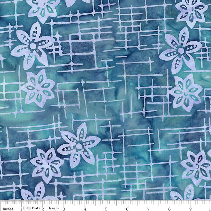 Batiks Floral Grid Lagoon Beach