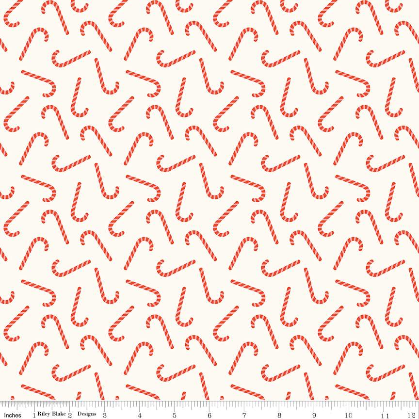 Flannel Candy Canes Cream