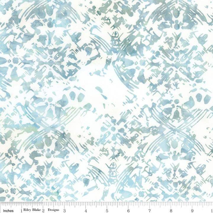 Batiks Floral Grid Winter Mint