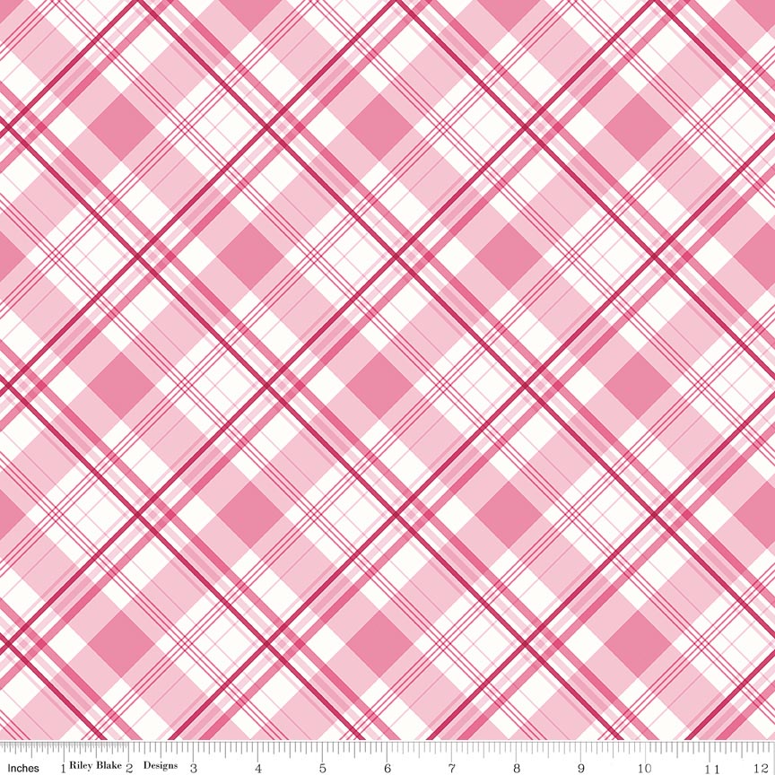 Hydrangeas in the Garden Plaid Pink