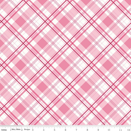 Hydrangeas in the Garden Plaid Pink