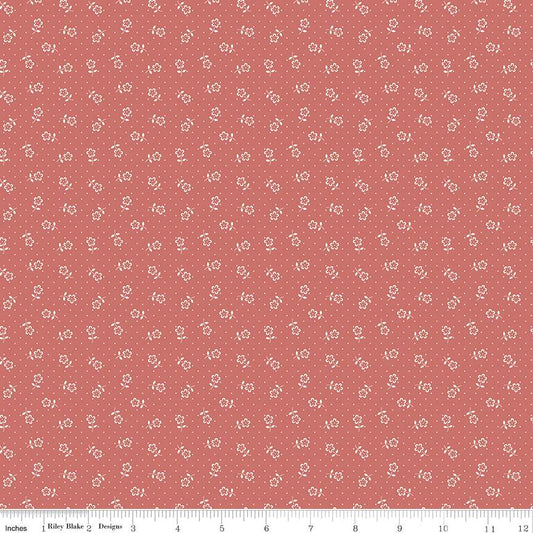 Mary Catherine Flower Dots Faded Red