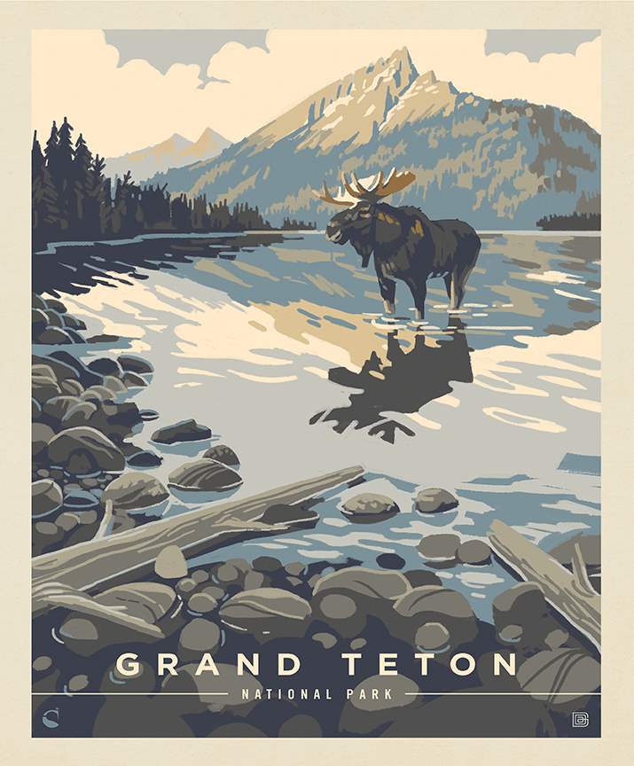 National Parks Poster Panel Grand Teton