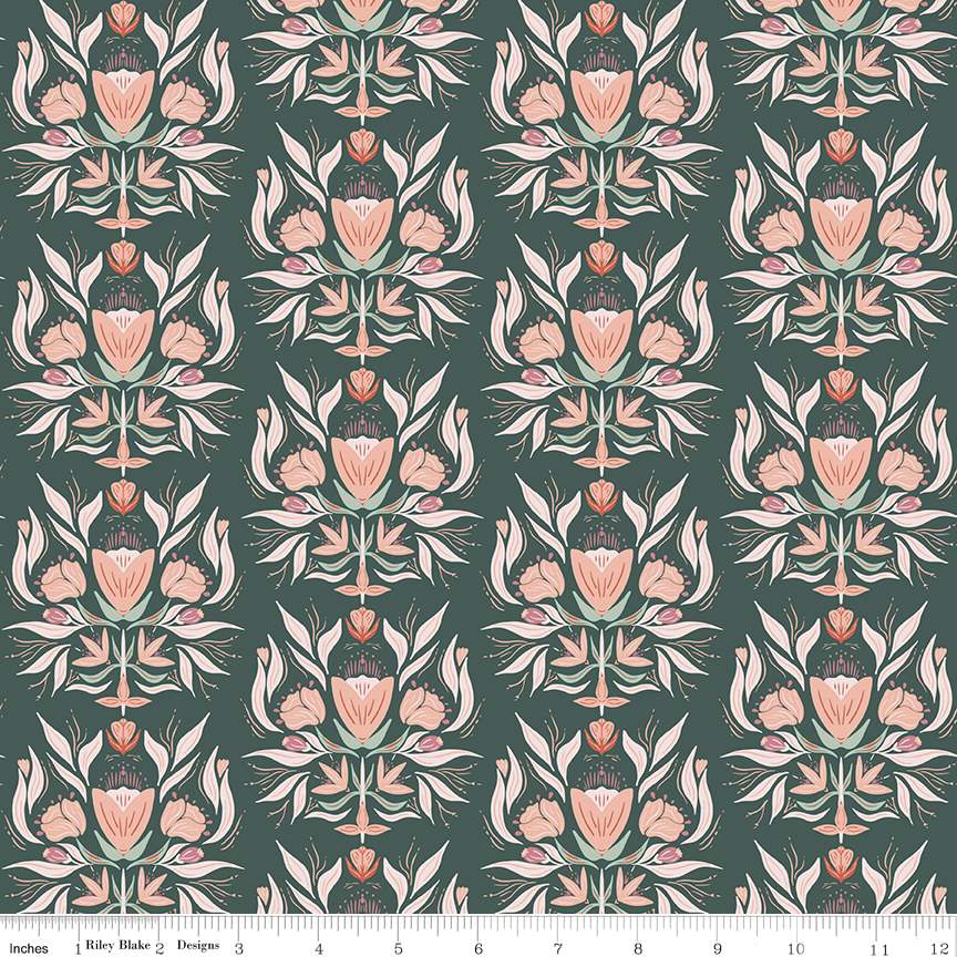 Garden Dreams Floral Damask Evergreen