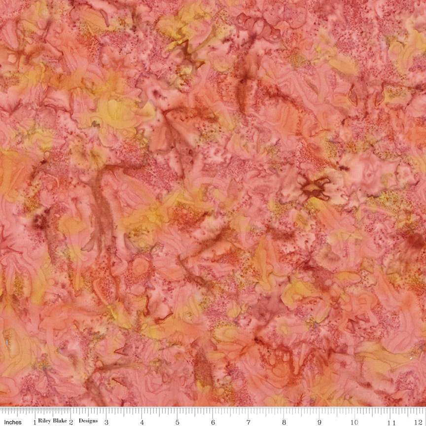 Batiks Elementals Color Play Mottled Salmon Run