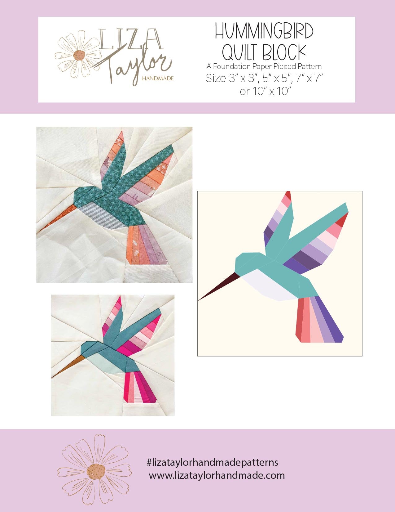 Liza Taylor Handmade Hummingbird Quilt Block Pattern