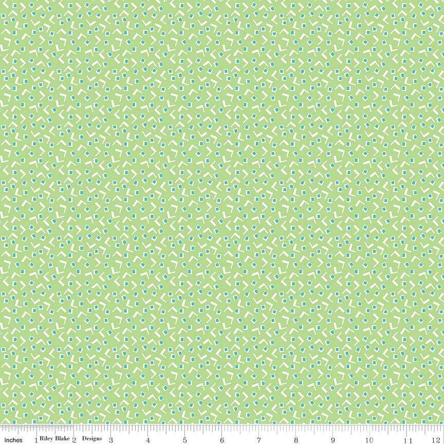 Vintage Happy 2 Tiny Squares Spring Green