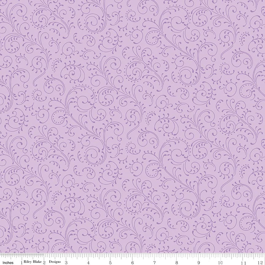 Hydrangeas in the Garden Scrolls Lavender Pearl