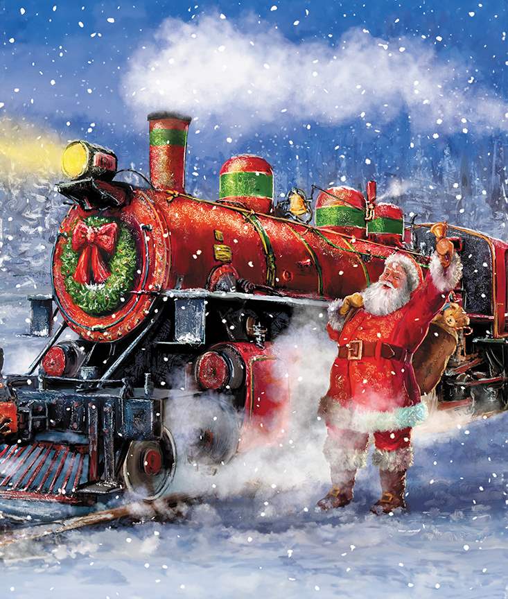 More Christmas Wishes Santa's Train Panel