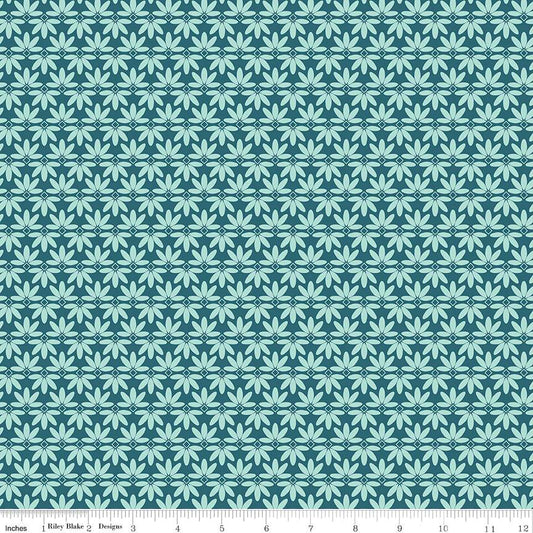 Melody Deco Leaves Colonial Blue