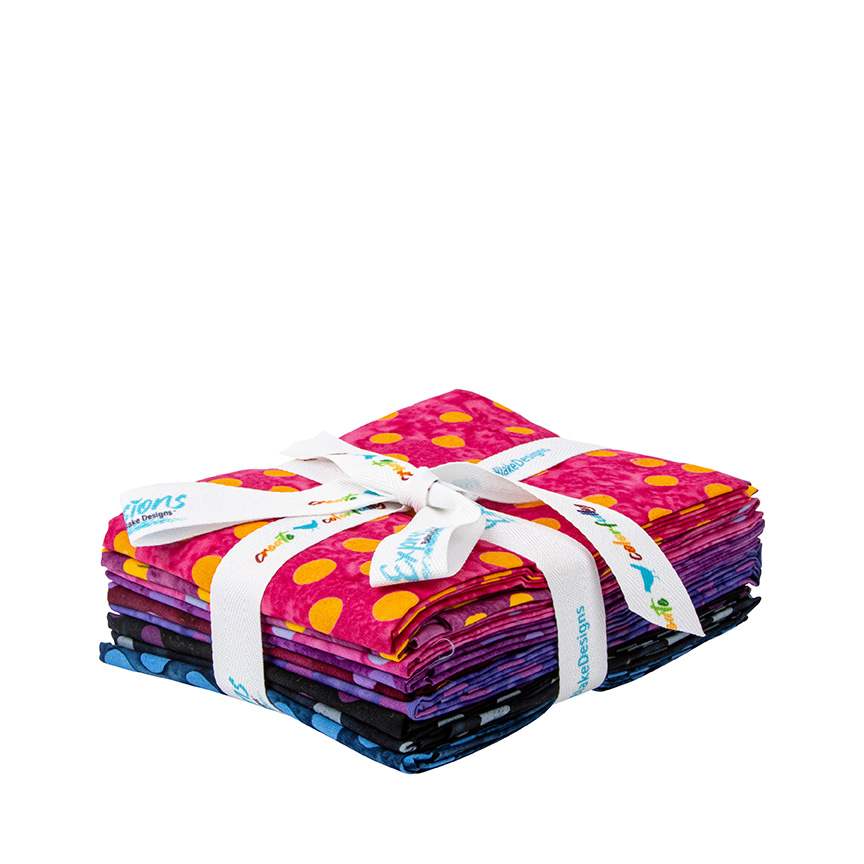 Batiks Elementals Polka Pop Pink Purple Fat Quarter Bundle C