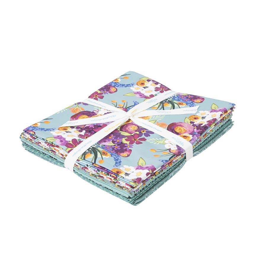 Floralicious 1-Yard Bundle Aqua, 7 Yards Total