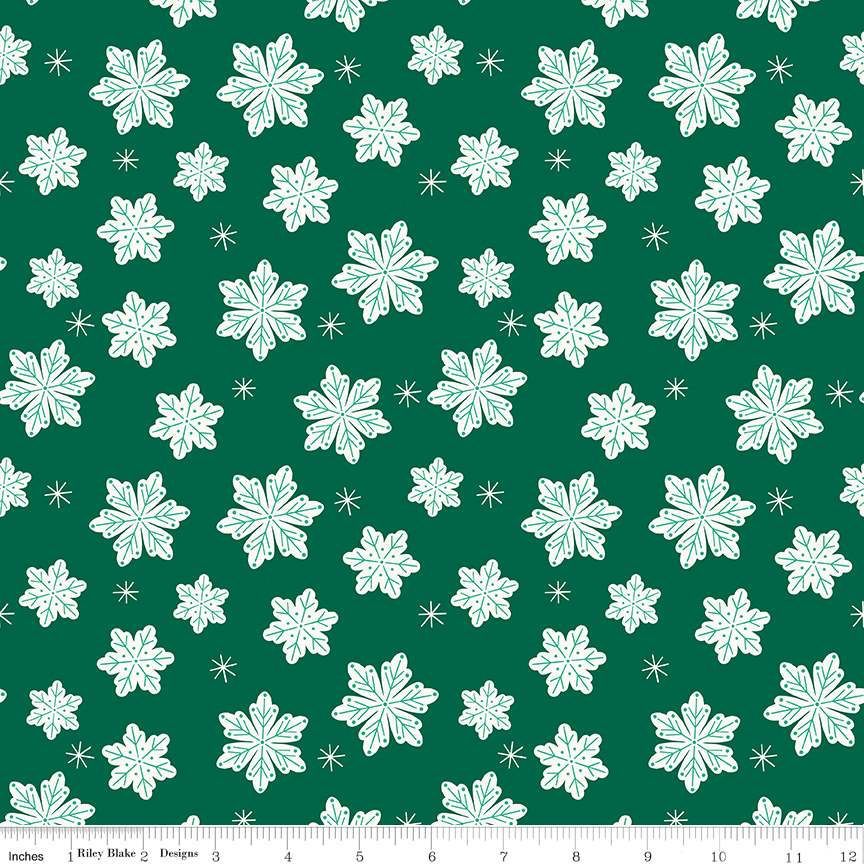 Flannel Snowflakes Green