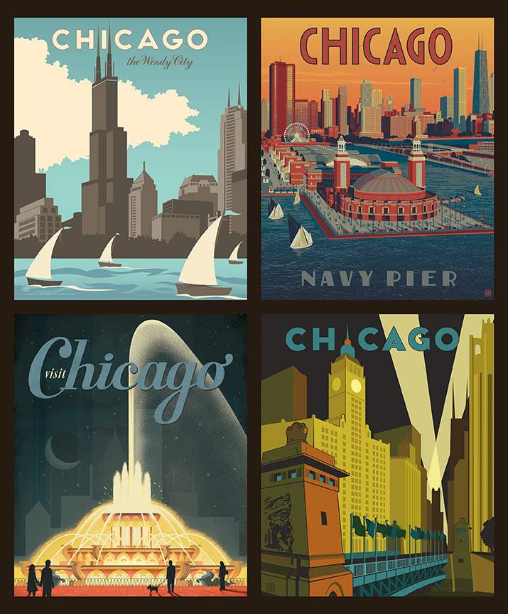 Destinations Chicago Pillow Panel (Digitally Printed)